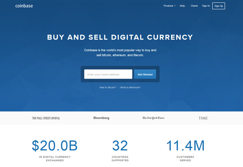 Trang web Coinbase