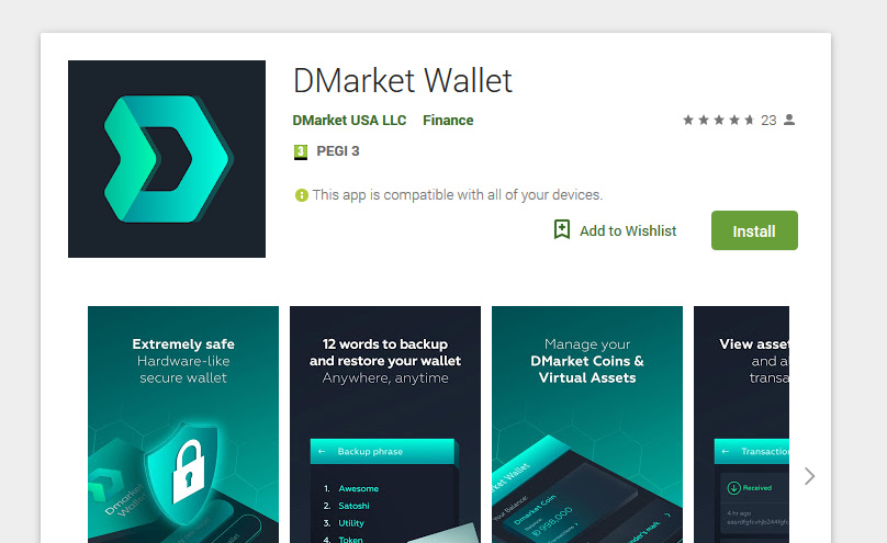 Android-кошелек Dmarket