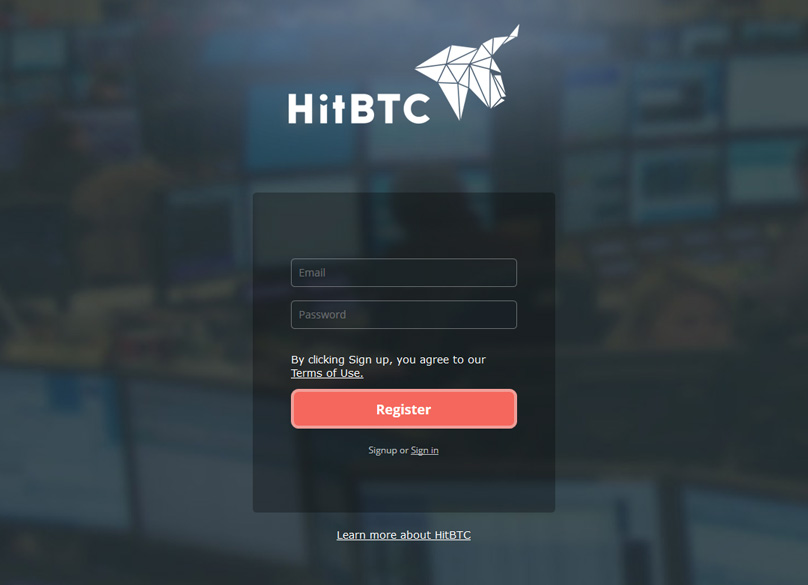 ثبت نام حساب HitBTC