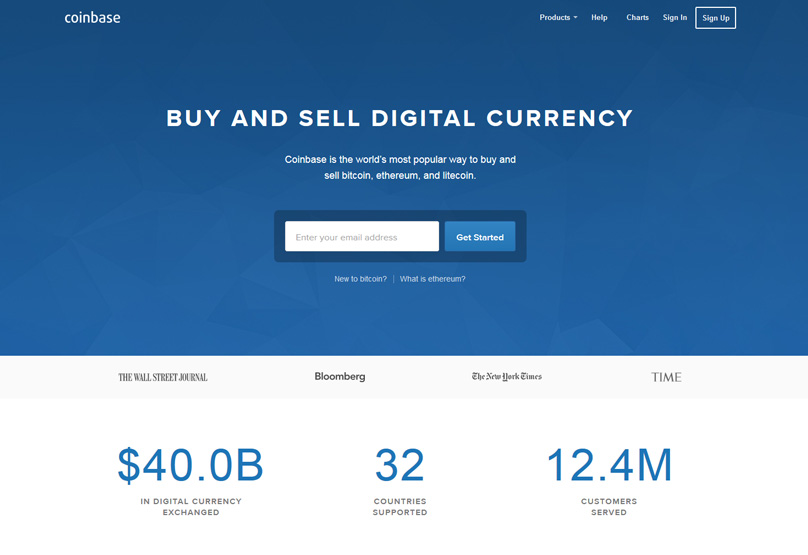 Trang web Coinbase