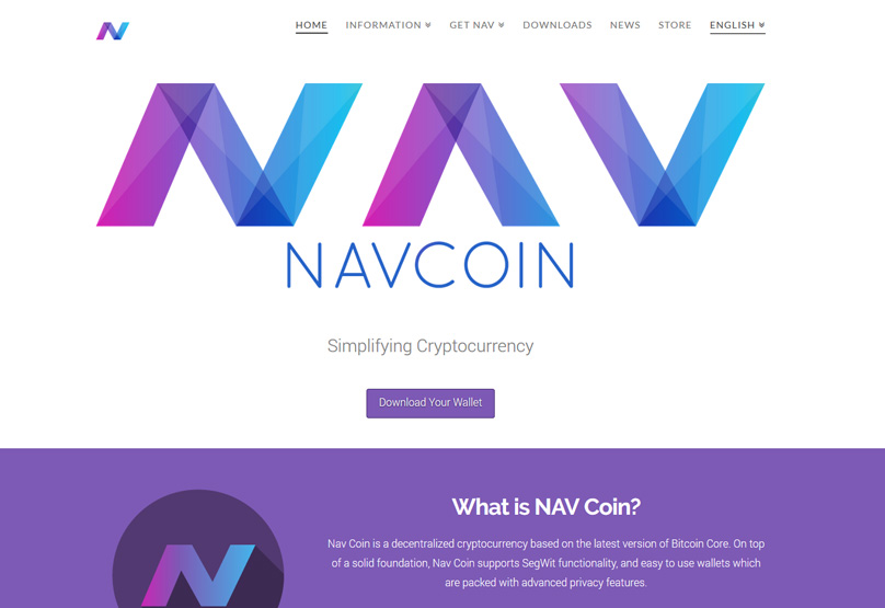 Уебсайт на Nav Coin