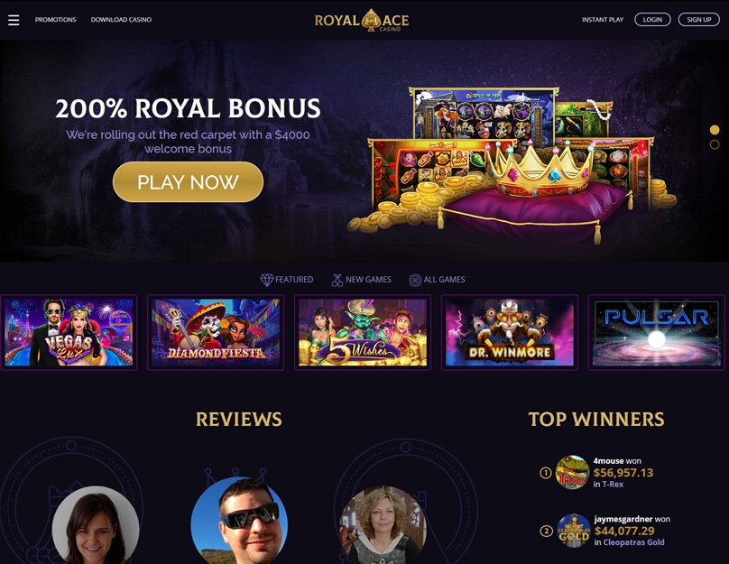 Начална страница на казино Royal Ace